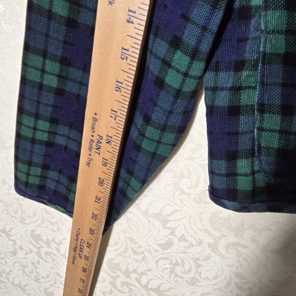VTG Black Watch Tartan Plaid 100% Cotton Corduroy Jacket sz L Blue Green Preppy - Picture 12 of 13